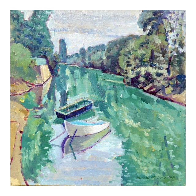 "A River in France" Contemporary Landscape Oil Painting For Sale