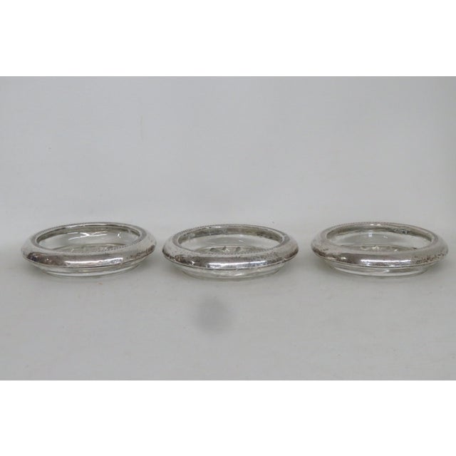 Fb Rogers Silverplated Crystal Cut Glass Coasters Set of Three 4598b For Sale In Miami - Image 6 of 9