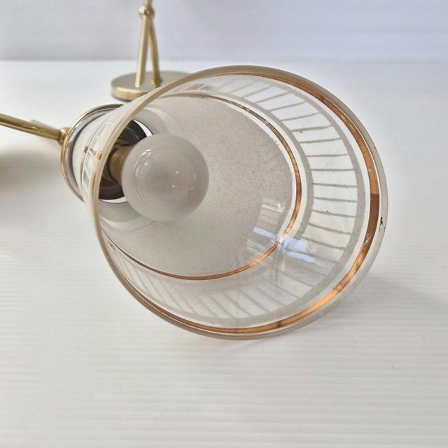 Gold Vintage Wall Lights in Glass and Gilded Brass, 1950s, Set of 2 For Sale - Image 8 of 12