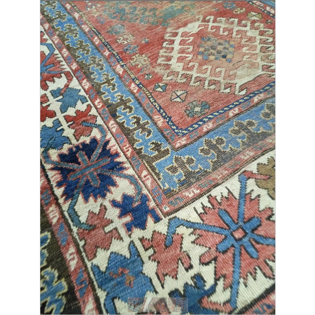 Distressed Antique Hand-Knotted Caucasian Gallery Rug. 4'7'x 8'10". For Sale - Image 11 of 18