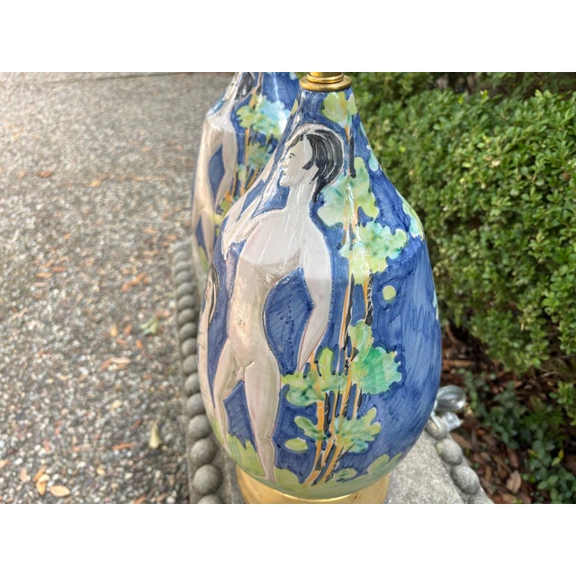 1950s Italian Modern Glazed Ceramic Lamps - a Pair For Sale In Houston - Image 6 of 11