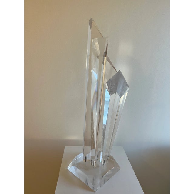 1970 Abstract Obelisk Lucite Sculpture