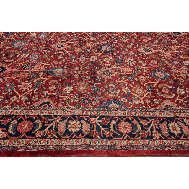 American 20th Century Antique Mahal Wool Rug For Sale - Image 3 of 7