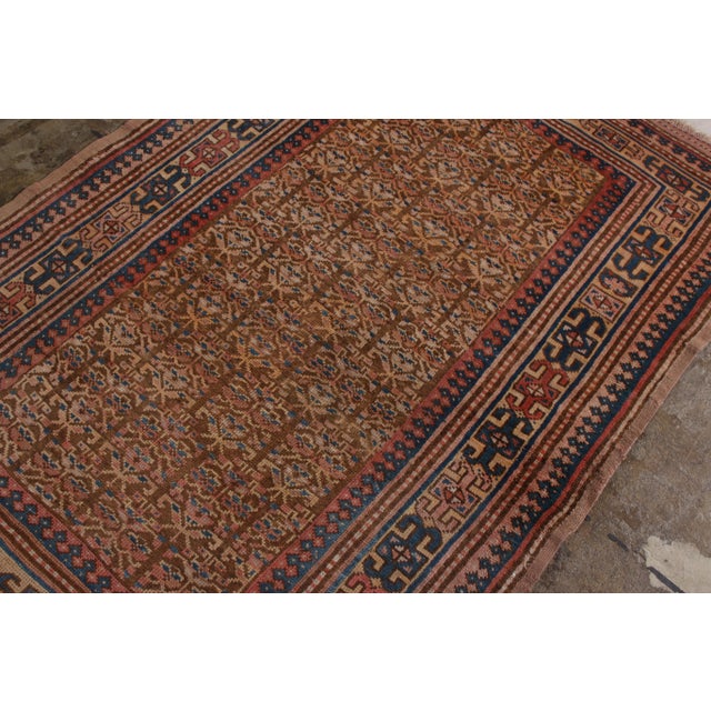 Rug & Kilim Hand-Knotted Antique Hamadan Rug in Beige Brown All Over Geometric Pattern For Sale - Image 4 of 6