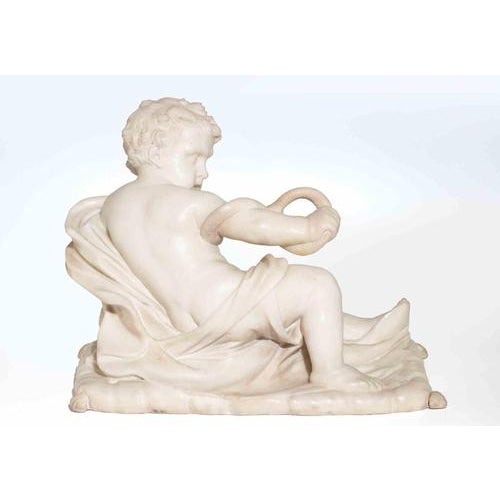 Ivory 19th Century Carved Marble Figure of a Putto with Serpent For Sale - Image 8 of 11