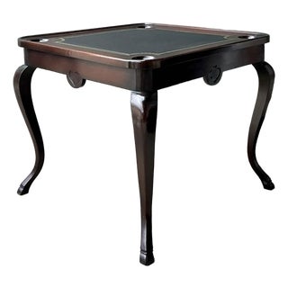 Vintage Queen Anne Leather Top Game Table For Sale