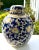 Mid Century Blue and Gold Porcelain Lidded Jar For Sale - Image 4 of 11