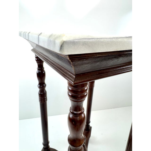 Mid-20th Century English Regency Revival Mahogany Marble Top Plant Stand For Sale - Image 10 of 11