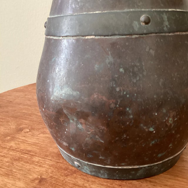 Vintage Copper and Brass Water Jug or Pitcher Handmade in Heavy Copper