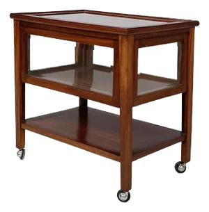 English Cart with Bar Compartment in Wood and Glass, 1800s