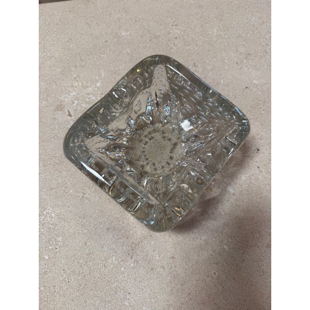 Transparent Vintage Clear Textured Glass Ashtray With Bubble Pattern For Sale - Image 8 of 14