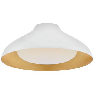AERIN for Visual Comfort Signature Agnes 18" Flush Mount in Plaster White with Soft White Glass For Sale