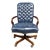 Tufted Leathercraft Swivel Office Chair With Cherry Frame For Sale