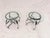 Set of 2 Hollywood Regency Mid Century Pair of Chrome Glass Top Side Tables 21” H. X 26.0” Dia