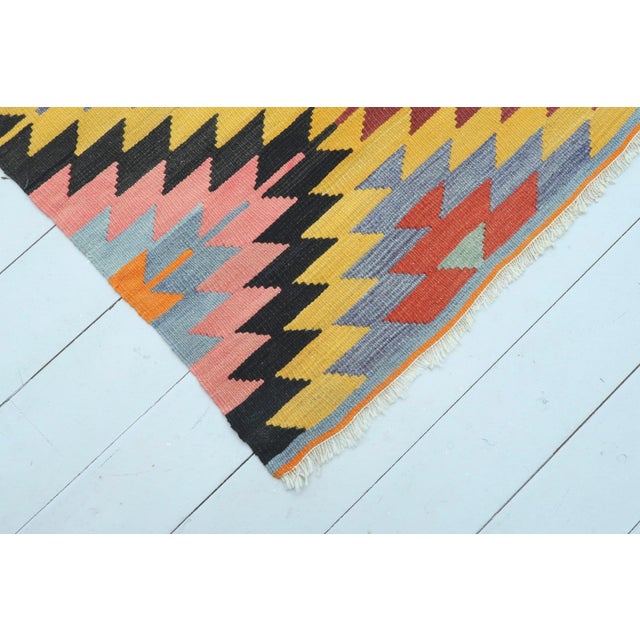 1960s Diamond Designed Turkish Kilim Flatweave Rug For Sale - Image 5 of 13