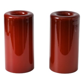 Maroon Candleholders in Opaline Glass by Owe Elvén for Orrefors, 1970s, Set of 2 For Sale