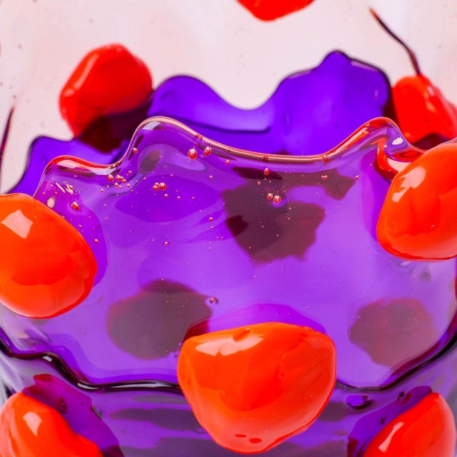 Light Ruby, Clear Purple, Matt Orange Nugget Extracolor Vase by Gaetano Pesce for Fish Design For Sale - Image 6 of 8