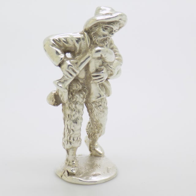 Italian Vintage Italian Handmade Genuine Silver Christmas Bagpipe Player Solid Figurine, Made in Tuscany (Florence, Italy) For Sale - Image 3 of 9