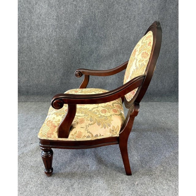 Louis XVI Style Floral Upholstered Fauteuil Armchair For Sale - Image 4 of 10