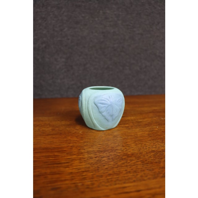 Art Nouveau Van Briggle Butterfly Vase, Ming Blue Matte Glaze For Sale - Image 3 of 9
