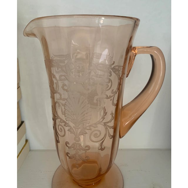 Fostoria Vintage Fostoria Versailles Pink Pitcher For Sale - Image 4 of 6