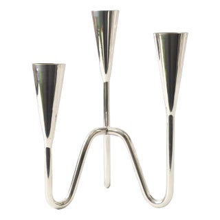 Danish Silver-Plated Candle Holder from DFA, 1960s For Sale