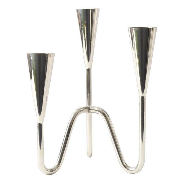 Danish Silver-Plated Candle Holder from DFA, 1960s For Sale