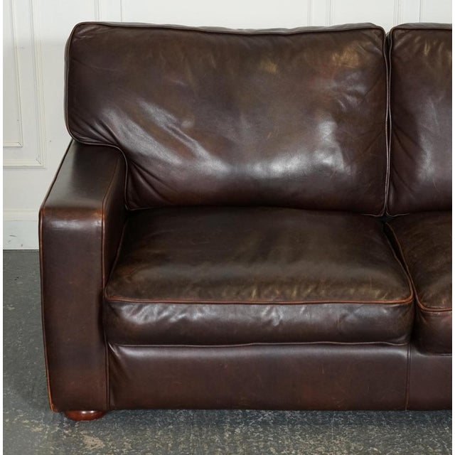 Vintage Brown Leather Two to Three Seater Sofa For Sale - Image 3 of 16