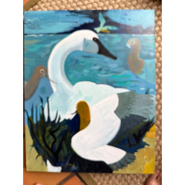 “Nosey Neighbors” a Swan Painting by LWren Walraven For Sale - Image 4 of 14