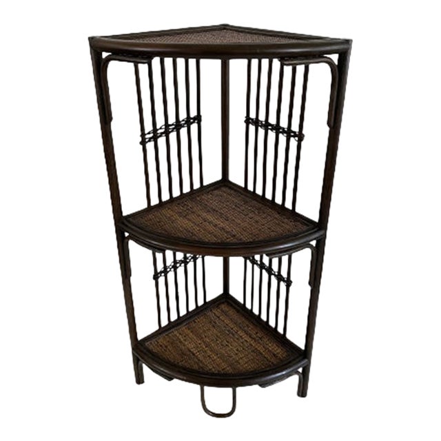 Rattan and Wicker Corner Shelf 3 Tier Chairish
