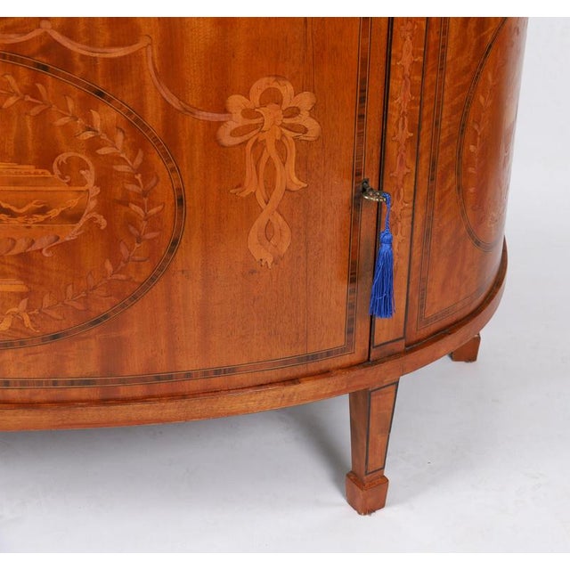 Antique English Sheraton Revival Satinwood and Marquetry Cabinet, 1900 For Sale - Image 5 of 18