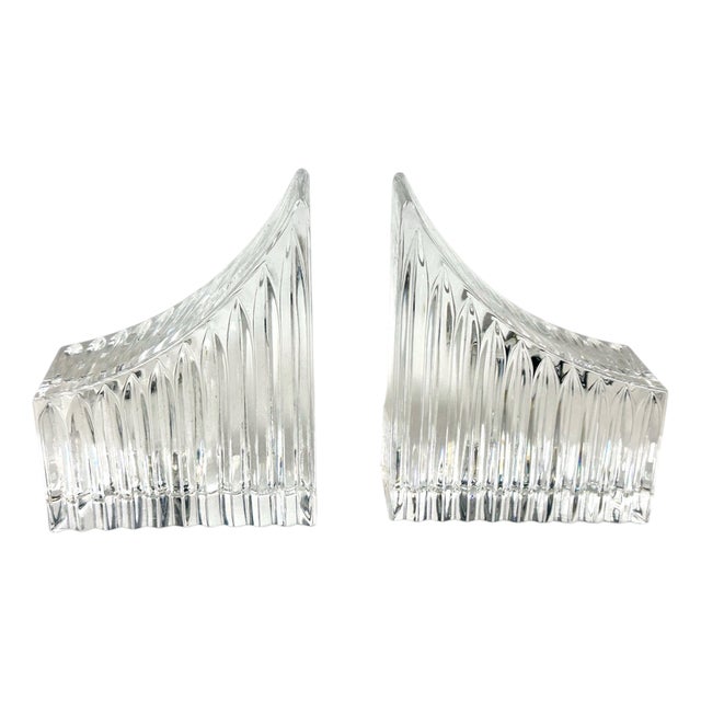 Mid-Century Crystal Glass Bookends, 1970s, Set of 2 For Sale