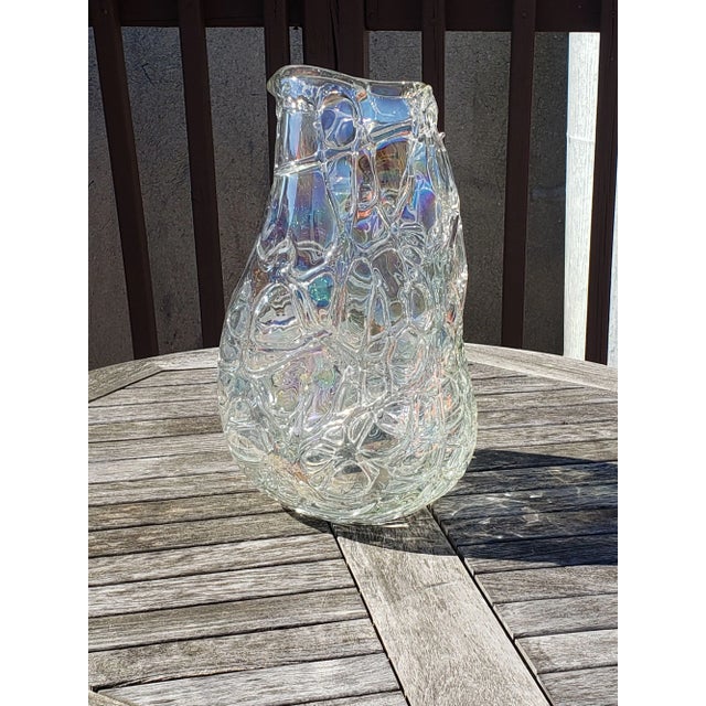 Large 1980s Abstract Hand-Blown Art Glass Vase For Sale - Image 4 of 12