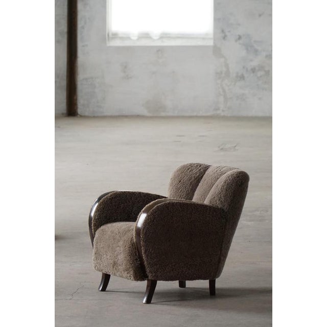 Danish Modern Art Deco Lounge Chairs in Lambswool and Birch, 1940s, Set of 2 For Sale - Image 3 of 18