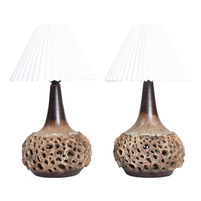 Pair of Judith and Iver Christensen Ceramic Table Lamps Regular Price $2,100.00 For Sale