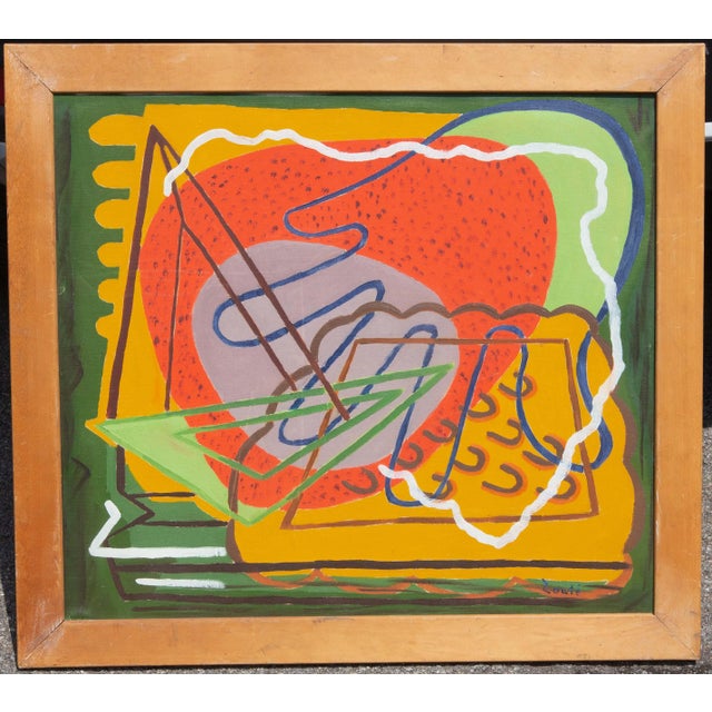 Abstract Modernist oil painting by Zoute. Oil on canvas mounted on board. Painted in circa 1940's. Zoute (Born-Leon...