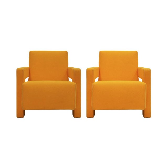 Utrecht Armchairs in Orange Wool Fabric by Gerrit Thomas Rietveld for Cassina, 1935, Set of 2 For Sale - Image 12 of 12