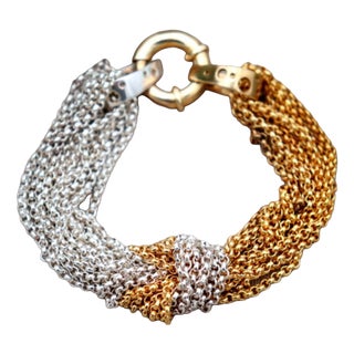Two-Tone Silver Bracelet For Sale