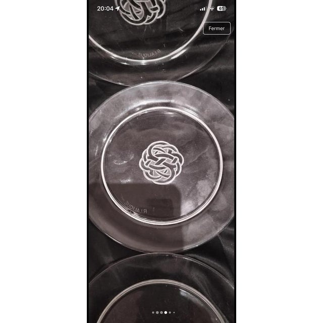 1920s Art Deco Guebwiller Plates in Glass by Rene Lalique, France, 1926, Set of 6 For Sale - Image 5 of 7