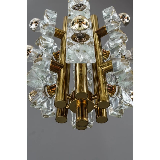 Mid-Century Modern Sische Glass and Brass Chandelier, Vienna, 1960s For Sale - Image 3 of 15