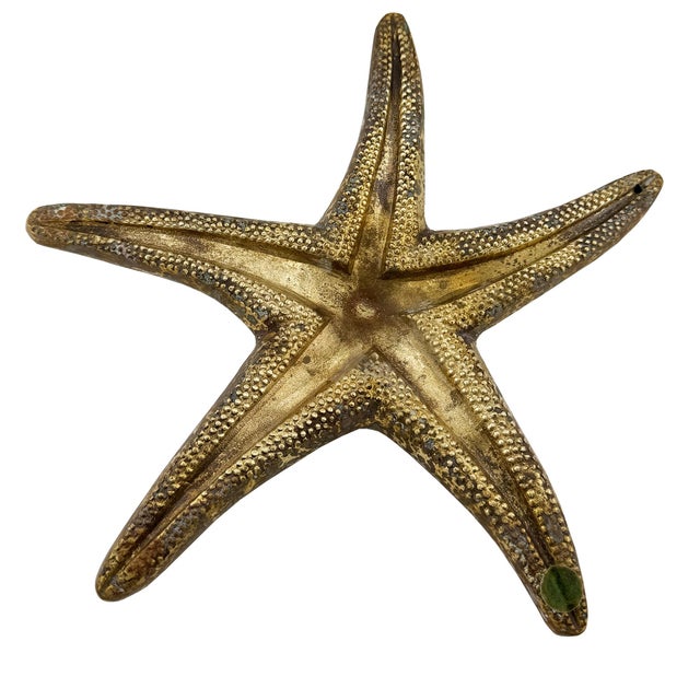 Metal Large Vintage Cast Brass Starfish Sculpture or Paper Weight With Aged Patina, Circa 1970s For Sale - Image 7 of 8