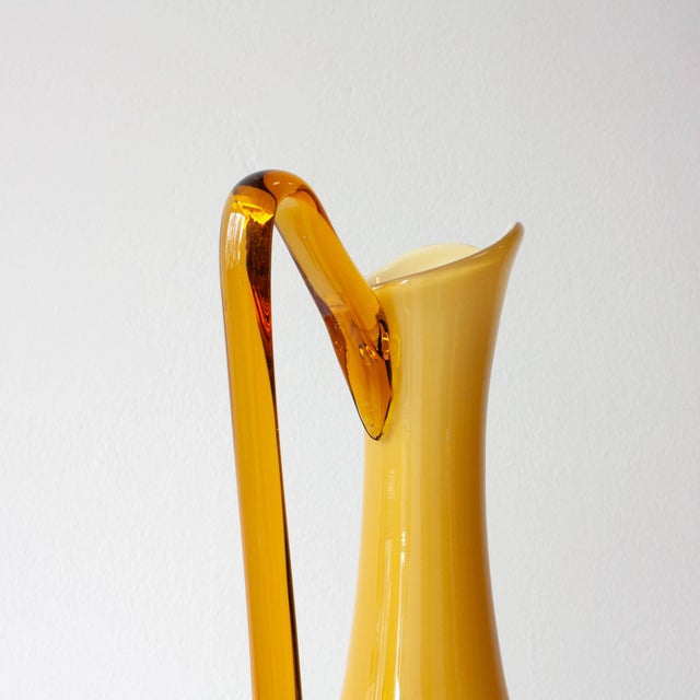 Vintage Portuguese Opaline Mustard Glass Jug, 1960s For Sale - Image 11 of 13
