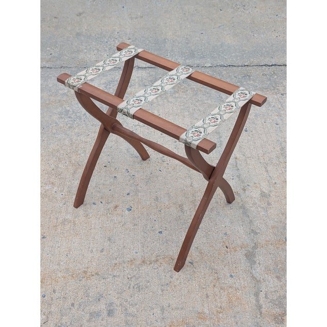 Mid-Century Modern Vintage Wooden Vintage Scheibe Style Folding Luggage Rack Stand For Sale - Image 3 of 12