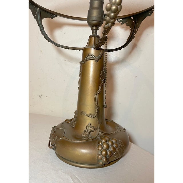 Large Antique Bronze Patinated Grape Pairpoint Electric Oil Style Table Lamp For Sale - Image 10 of 15