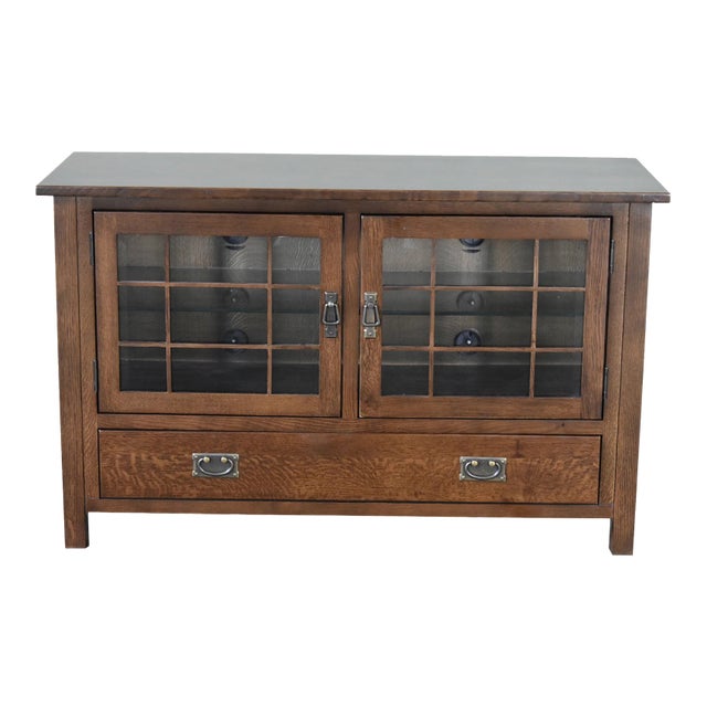 Crafters and Weavers Mission Quarter Sawn Oak Tv Stand - Dark Oak For Sale