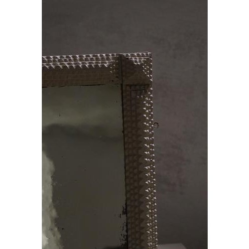 Hand-Carved Tramp Art Style Wall Mirror with White Painted Frame, Early 1900s For Sale - Image 10 of 18