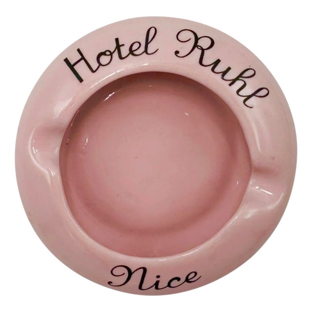 Vintage Hotel Ruhl Nice France Pink Ashtray Catchall Dish For Sale