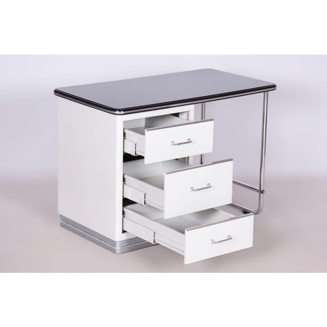 Bauhaus Writing Desk in Steel and Glass, 1940s For Sale - Image 10 of 18