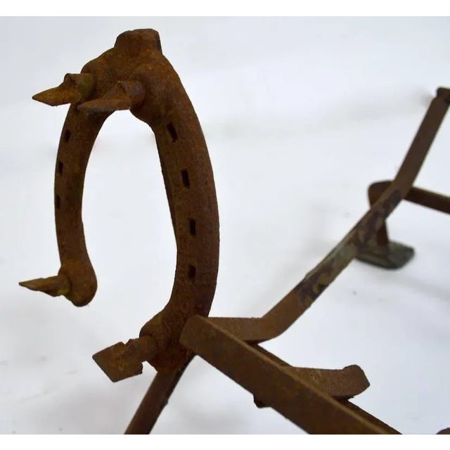 Early 20th Century Folky Fireplace Grate With Horseshoe Decorations For Sale - Image 5 of 6