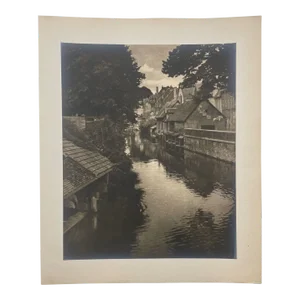 Antique Willaim H Bettle 'Normandy France Canal' Gelatin Silver Photograph